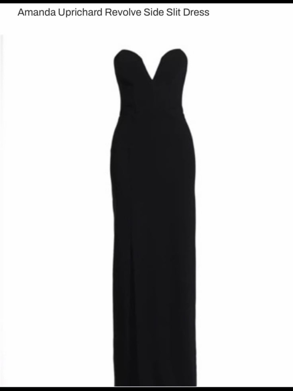 Amanda Uprichard Black Strapless Side-Slit Evening Dress